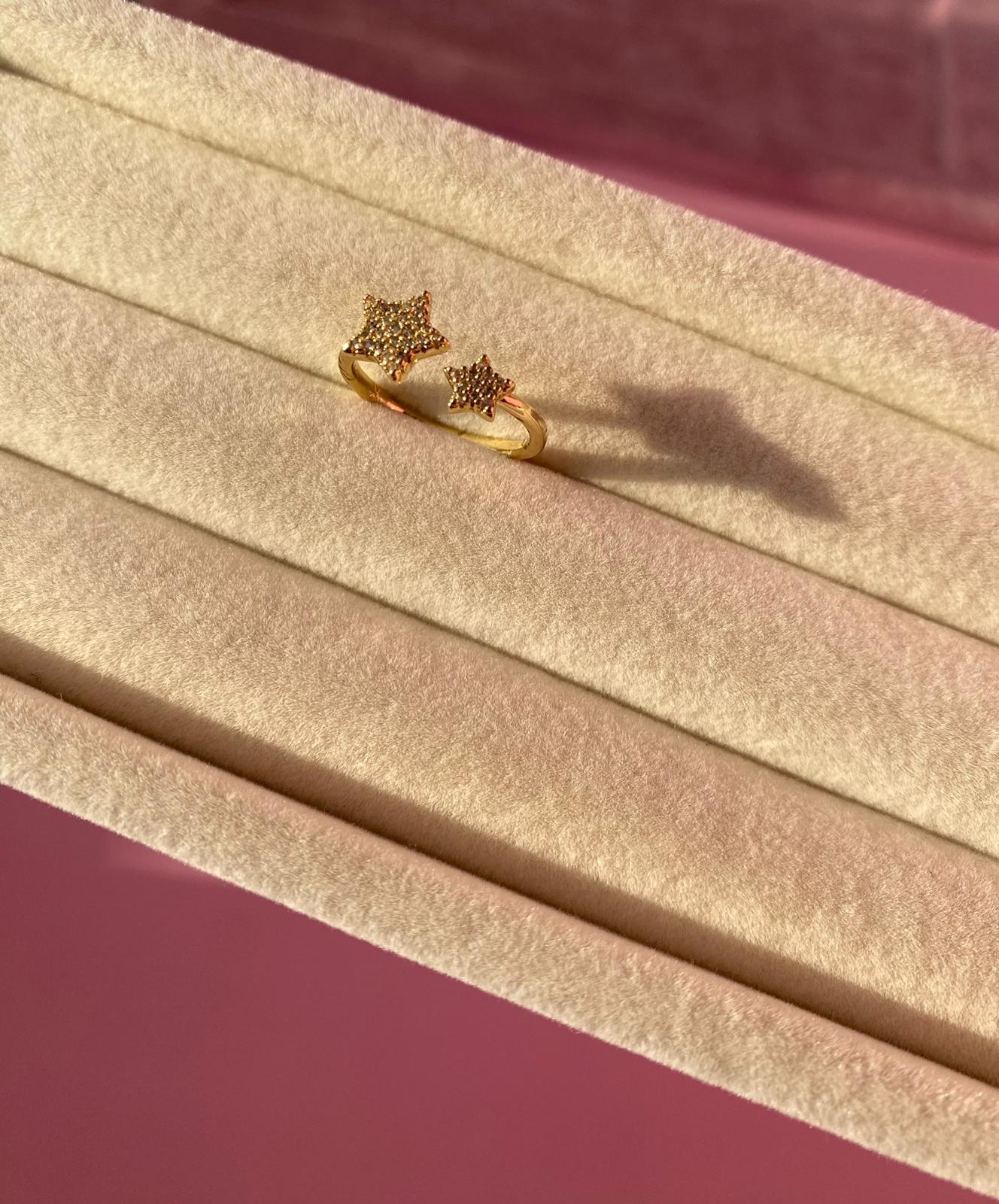 Çelik İkili Yıldız Yüzük - Görsel 6