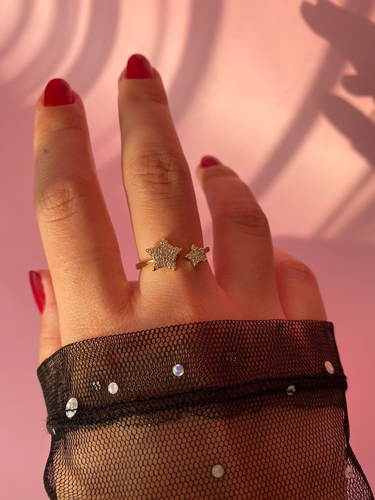 Çelik İkili Yıldız Yüzük - Görsel 4