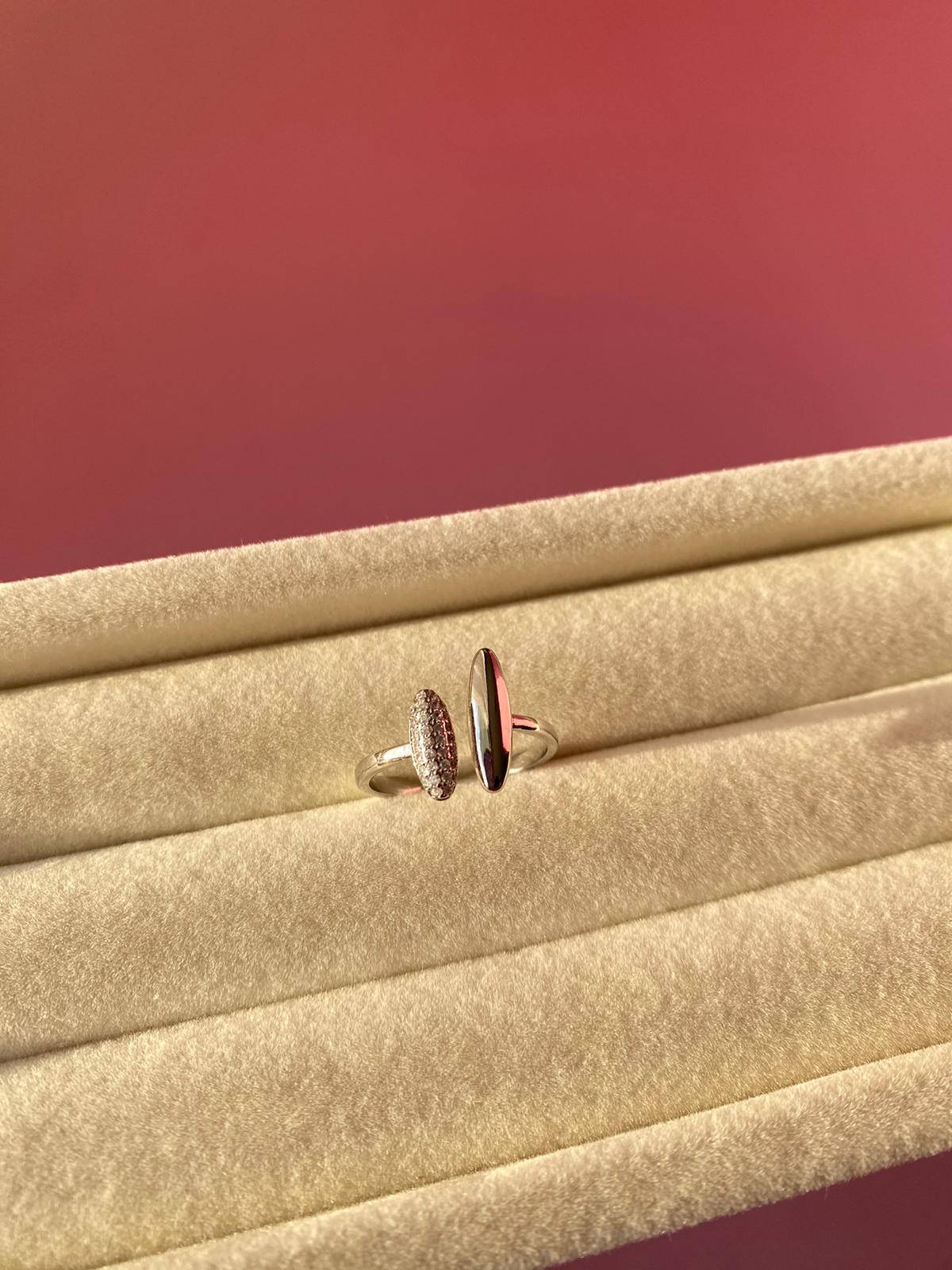 Çelik İkili Tasarım Taşlı Model Yüzük - Görsel 6