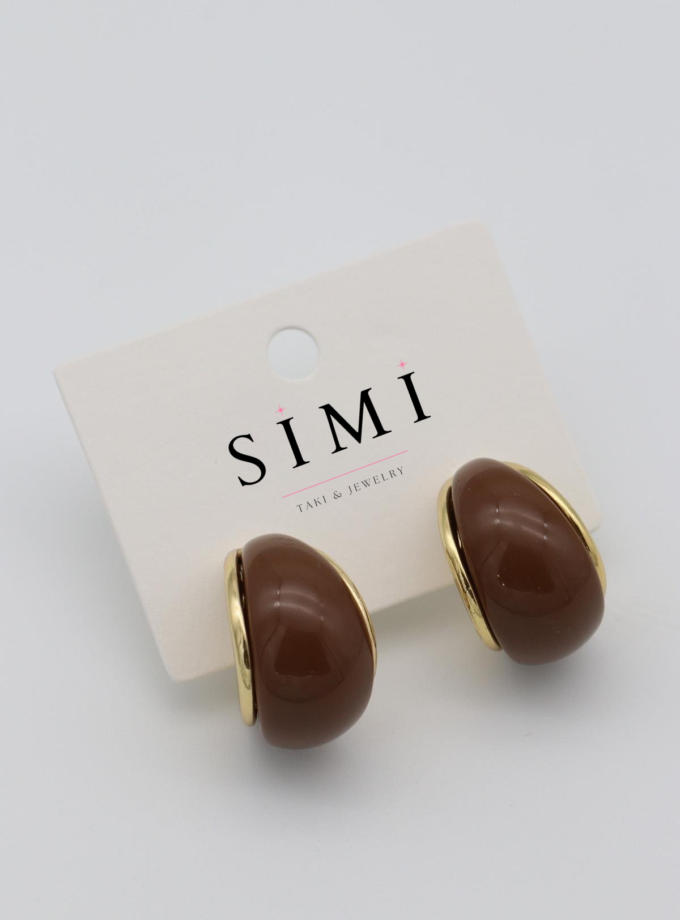 Kalın Model Kahverengi Küpe