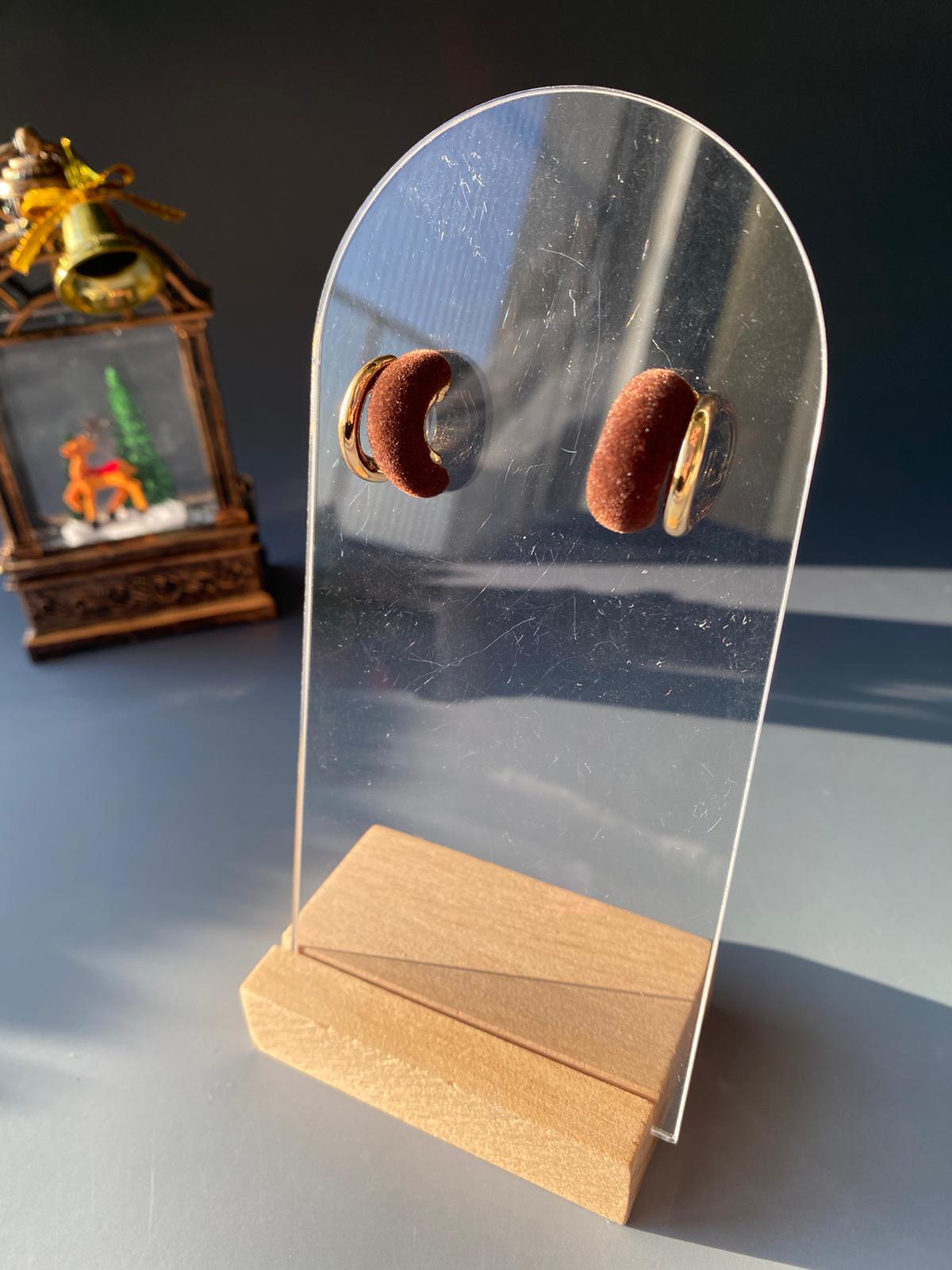 Kahve Süet Küpe 17mm - Görsel 6