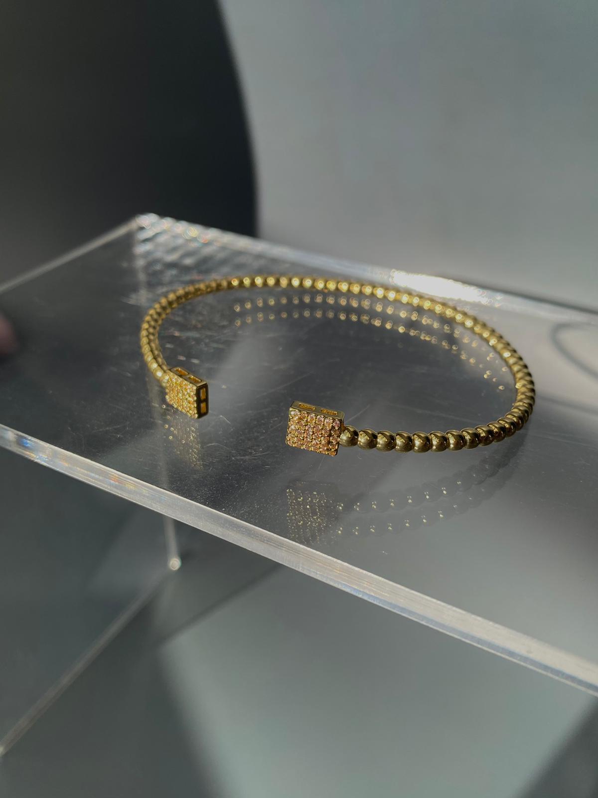 Çift Kare Taşlı Kelepçe Bileklik - Görsel 4