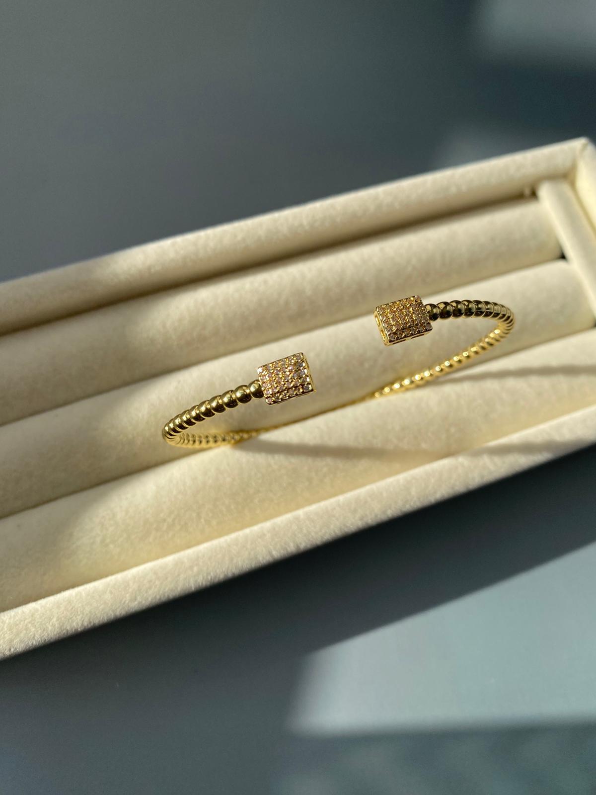 Çift Kare Taşlı Kelepçe Bileklik - Görsel 6