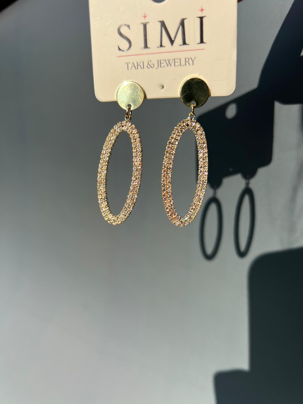 Taşlı Gold Sallantılı Büyük Küpe - Görsel 2