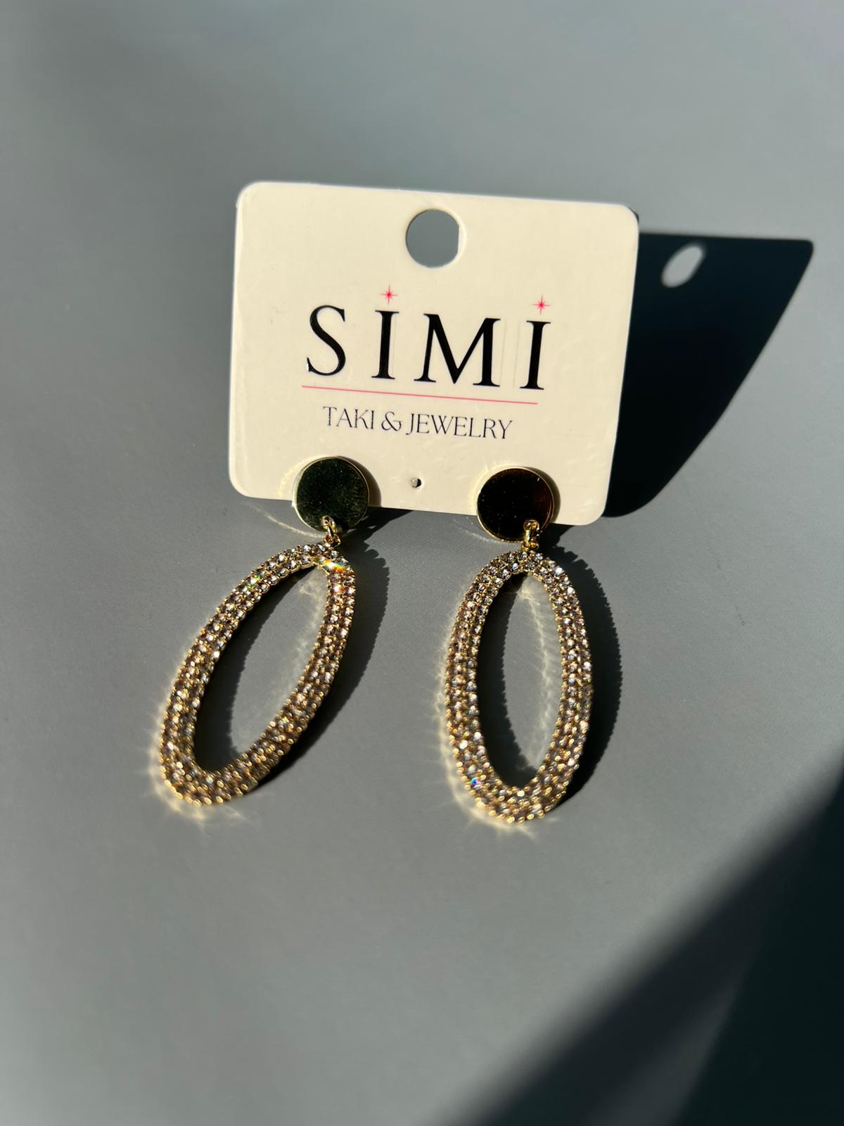 Taşlı Gold Sallantılı Büyük Küpe