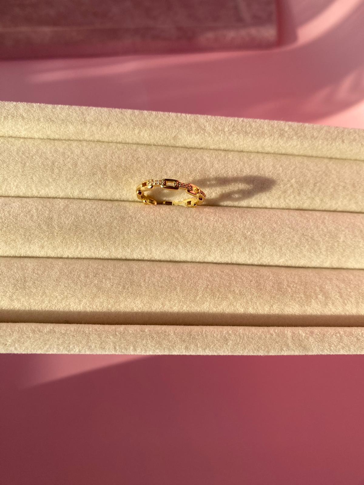 Çelik Gold Zincir Model Ayarlanabilir Yüzük - Görsel 5