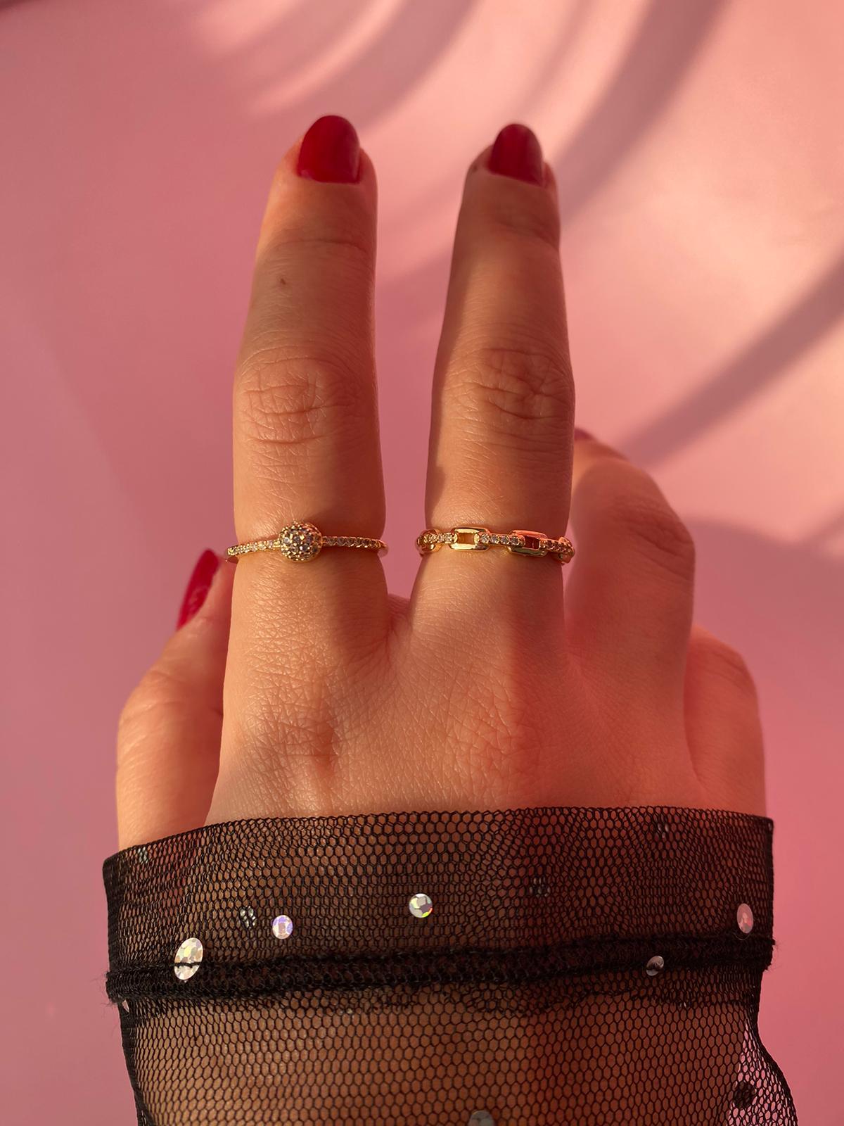 Çelik Gold Zincir Model Ayarlanabilir Yüzük - Görsel 2