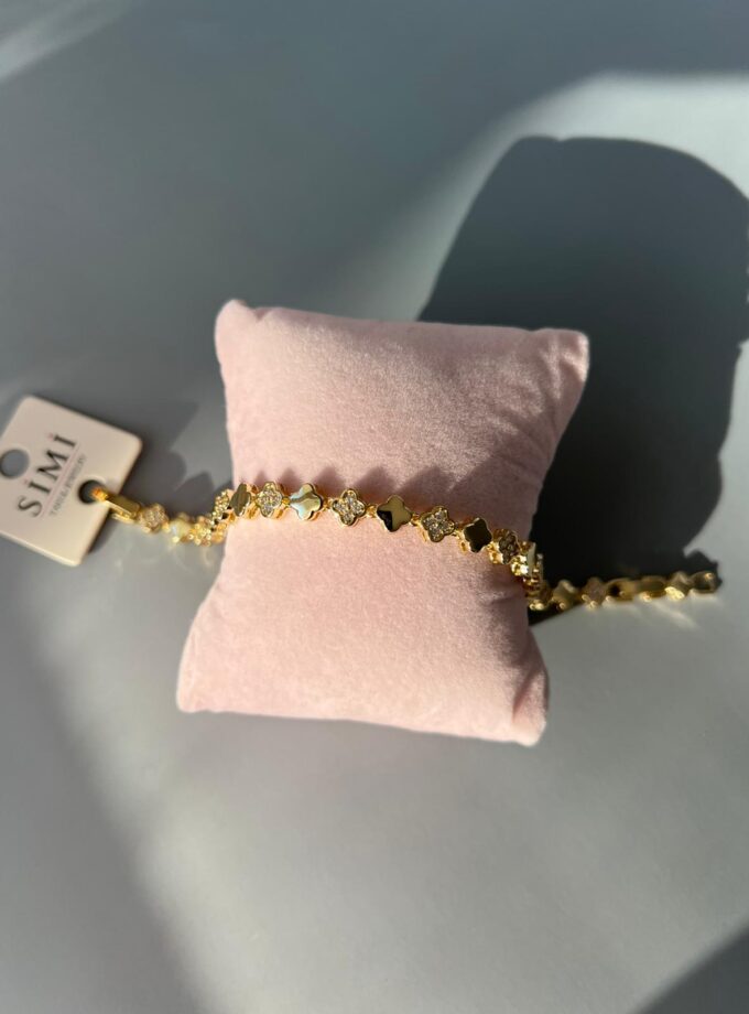 Taşlı Yonca Tasarım Model Bileklik