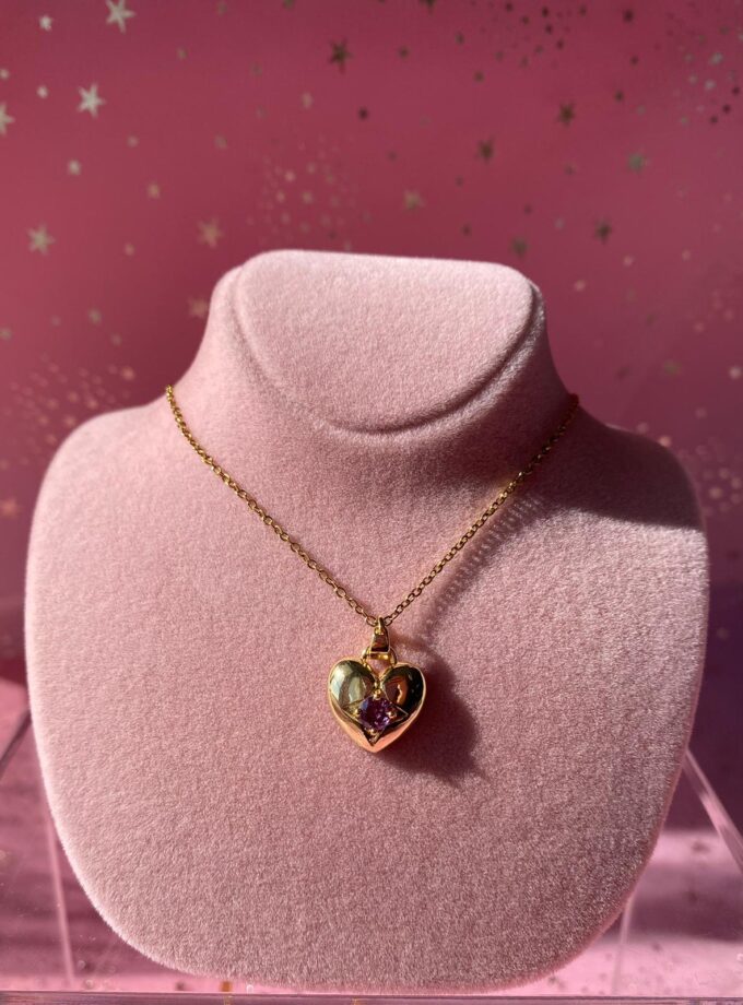 Mor Kalp Detaylı Kolye