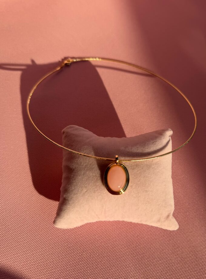 Pembe Taşlı Choker kolye
