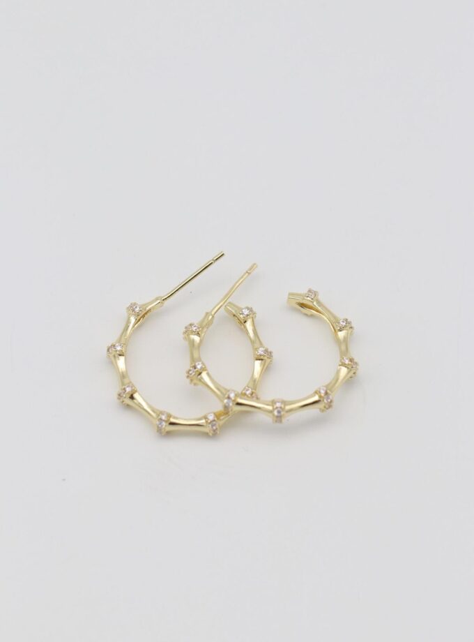 Perla Gold Taşlı Halka Küpe